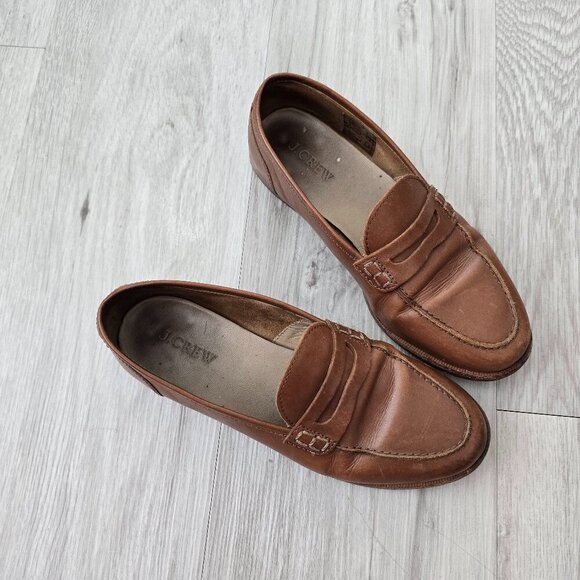 J.Crew | brown leather slip-on preppy pointed toe loafers shoes | WMS 6 - Picture 3 of 11